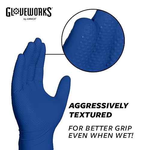 GLOVEWORKS HD Royal Blue Nitrile Industrial Disposable Gloves,