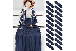 ABKLESACH 20 Pack Navy Blue Table Runners 10Ft Cheesecloth Table Runner Boho Gauze Table Runner Long Cheese Cloth Table Runner Romantic Sheer Fabric Table Runners for Wedding Party Bridal Shower