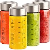 Sursip 12 oz Glass Juice Bottles – 4 Pack Wide Mouth Bottles with Stainless Steel Lids – Leakproof, BPA Free, Heat-Resistant Borosilicate Glass for Juicing, Smoothies, Milk, Protein, Beverage Storage