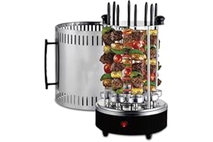 1500W Electric Rotating Vertical Rotisserie Grill, 360 Degrees Fully Automatic Barbecue Shawarma Machine, with Oil-Receiving 