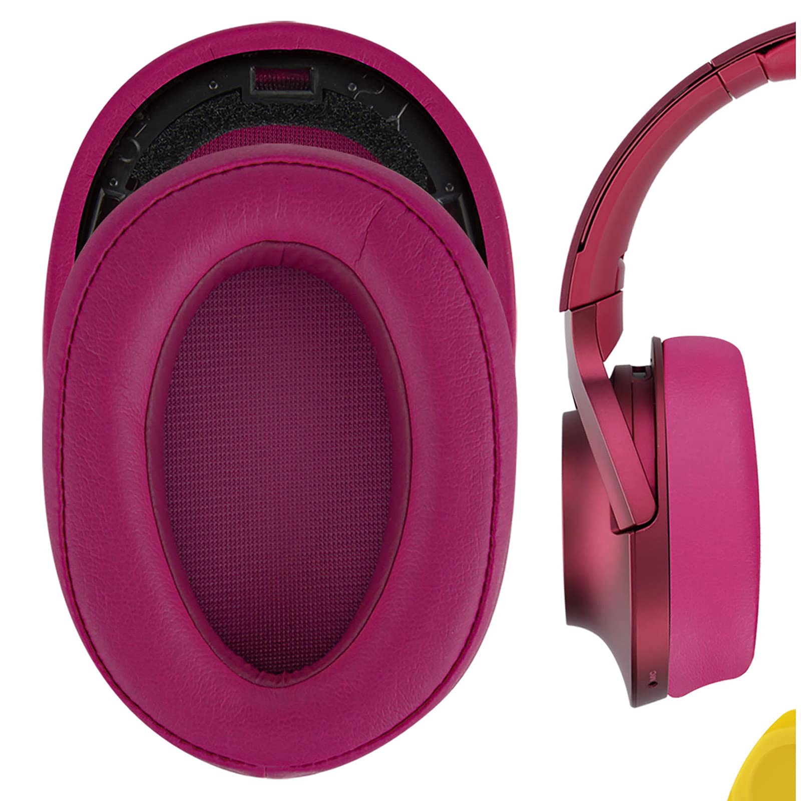 Geekria Replacement Ear Pads Compatible with Sony MDR-100ABN, WH-H900N Headphones, Ear Cushions (Bordeaux Red)