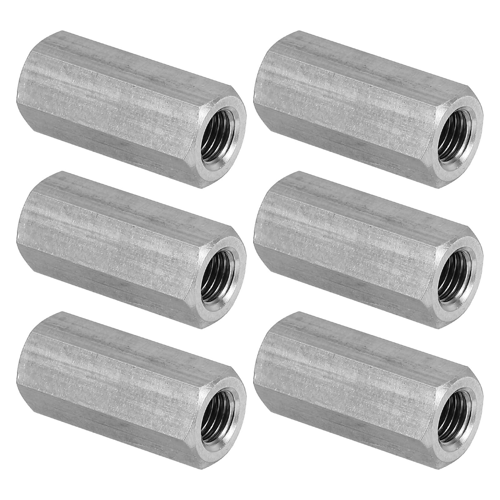 PATIKIL M8 x 1-Pitch 304 Stainless Steel Hex Coupling Nuts, 6Pcs 30mm/ 1.2" Length Fully Threaded Rod Coupling Nut Studding Connector Fasteners, Silver Tone — image 1