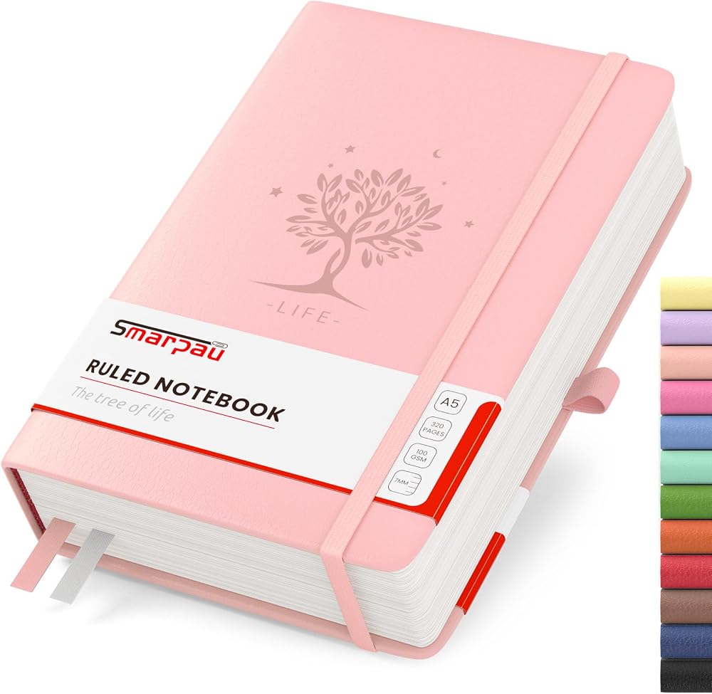 Smarpau A5 Hardcover Notebook 320 Pages 100gsm Pink Leather Journal