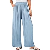 GRACE KARIN Womens Casual Wide Leg Pants Pleated High Elastic Waist Flowy Loose Beach Palazzo Pants Work Trousers Summer