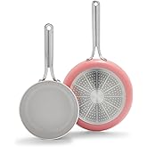GreenPan Nova 8” & 10” 2 Piece Frying Pan Skillet Set, Oprah’s Favorite Things 2024, Induction Suitable PFAS-Free Nontoxic Ceramic Nonstick, Dishwasher & Oven Safe, Quick Even Heating, Coral