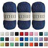 KITHED Cotton Yarn，10.58oz/300g，546yard/500m，3 Pack ，Soft Yarn for Crocheting and Knitting (30 Navy Blue)