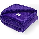 Purple Cuddy Blanket for Dogs and Cats Fluffy Calming Blankets for Couch Covers Waterproof Jacquard Sherpa Fleece Cover Puppy Leakproof for Sofa Bed Mats Reversible Washable Warm-Purple,M-57x40in