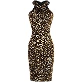 GRACE KARIN Sequin Dress for Women Sleeveless Sparkly Glitter Halter Dress Bodycon Mini Club Dresses 2025