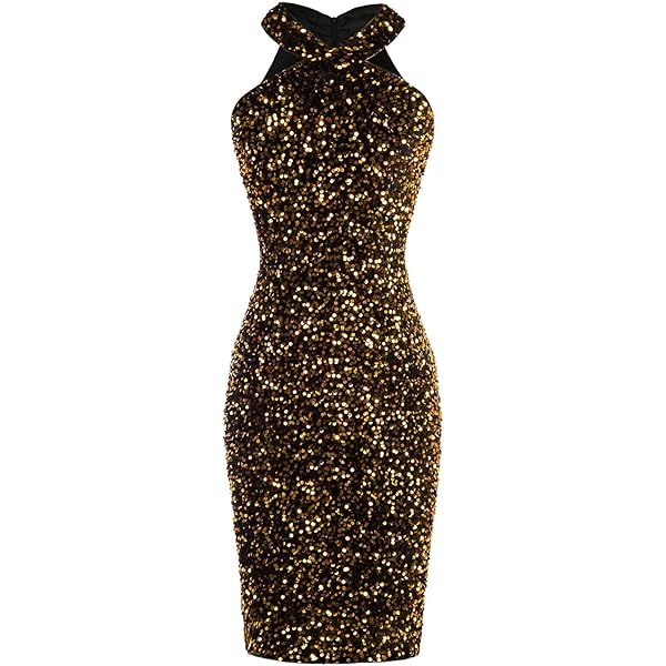Amazon.com: MISSCHEN Women's V Neck Bodycon Midi Sequin Long Sleeve Evening  Cocktail Dress (S,Glam Black) : Clothing, Shoes & Jewelry