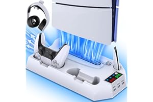 PS5/Pro/Slim Cooling Station with Controller Charging Station for PlayStation 5 Slim&Standard Disc/Digital Console, PS5 Slim 