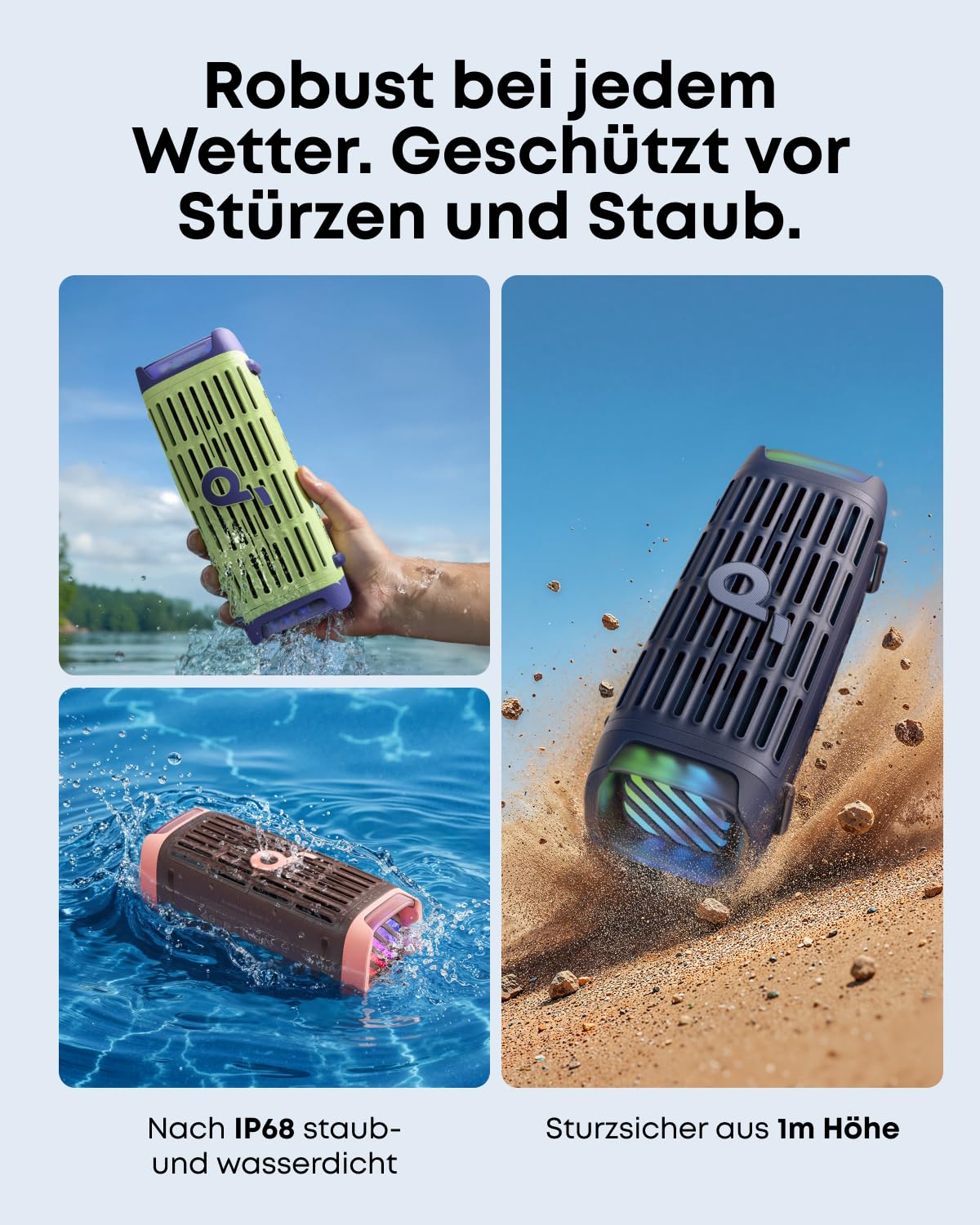 soundcore Boom 3i by Anker – Robuster Outdoor Lautsprecher, Bluetooth Lautsprecher, wasserdicht IP68, 50W BassUp™ 2.0 Sound, BT 5.3, 16h, Lichtshow + TWS-Stereo, Kayak, Angeln, Campen (Dschungelgrün) 2