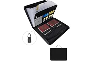 KLanven Fireproof Important Document Organizer Folio - Accordion File Organizer, 13 Pocket Expanding File Folder with Labels,Safe Holder and Organizer for Birth Certificate,Paper,Receipt,Bill,etc.
