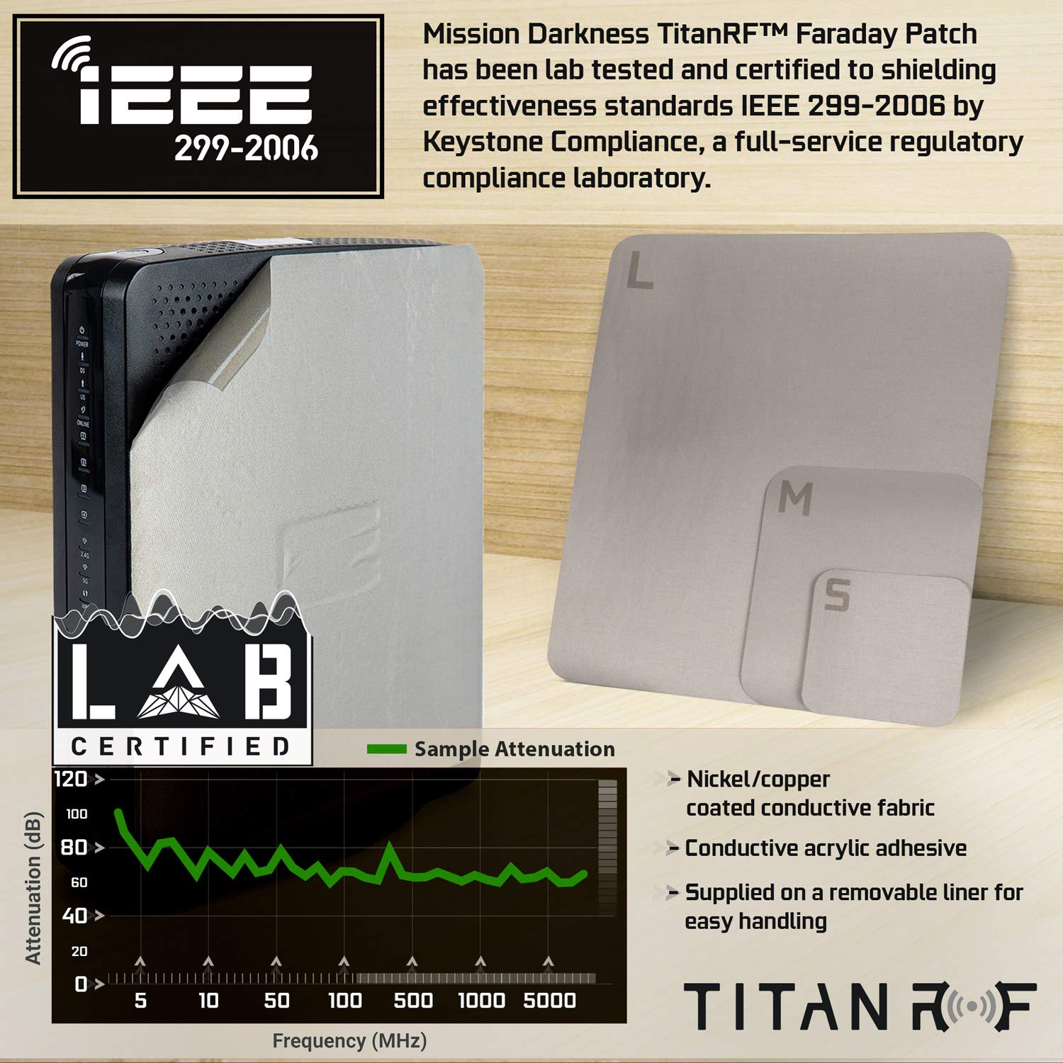 Mission Darkness TitanRF Faraday Patch - Size Large (2/Pack) RF Signal Shielding Conductive Adhesive, Silver, Large (2 Pack) - Image 5