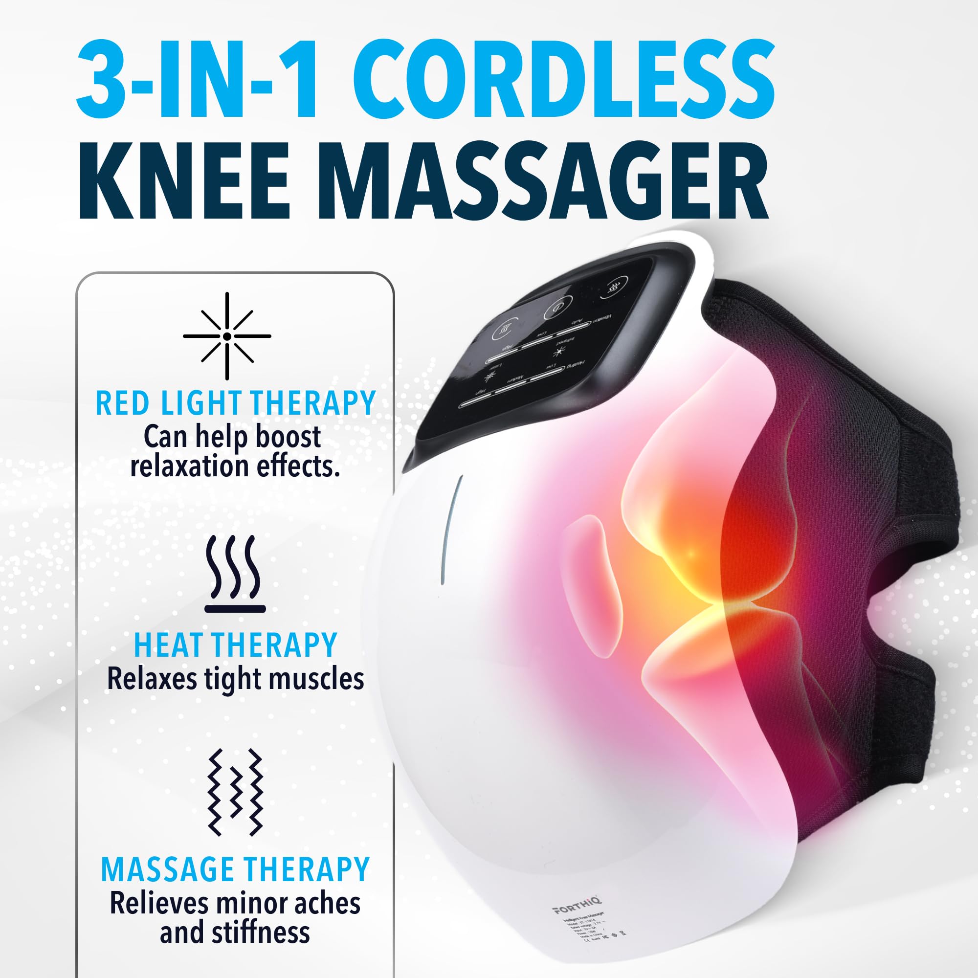 FORTHiQ Knee Massager Smart with Heat, Red Light and Massage Therapy, 3-in-1 Cordless, 2024 Updated Edition, Gifts for Grandma & Grandpa