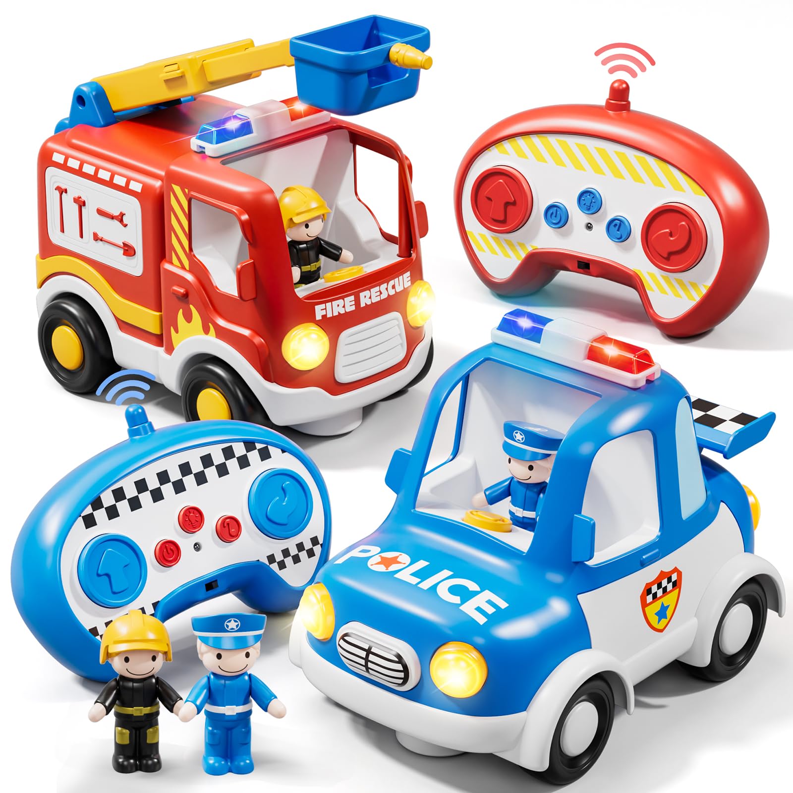 Photo 1 of Lehoo Castle Remote Control Car for Toddlers, Fire Trucks for Toddlers 3-5, Remote Control Police Car Toy with Sounds & Lights, Toys for 3+ Year Old Boys, Gifts for 3 4 5 Year Old Boys Girls