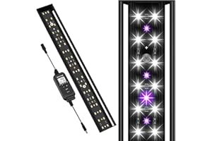 REPTITRIP 16-INCH LED UVB Light for Reptiles, LED Reptile Light Fixture Controller with Dimming and 4 UVI Modes, 14W Aluminum UVA UVB Lamp for Turtles, Snakes, and Bearded Dragons, 6500K