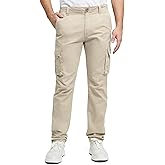 VOPOKER Cargo Pants for Men Cotton Fabric 6 Deep Pockets Straight-Leg Design Work Pants for Men Stone 34