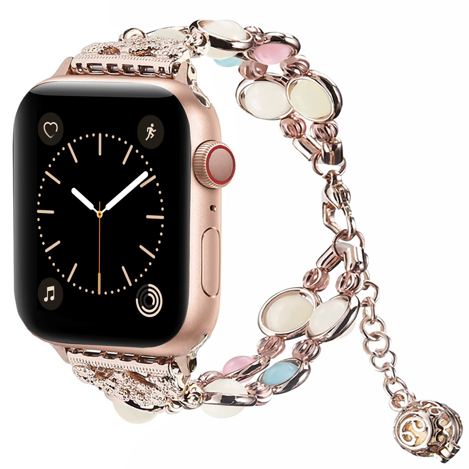 Vamyzji Compatible Apple Watch Straps 49mm 46mm 45mm 44mm 42mm(Series 3 2 1), For Apple Watch Series 11 10 9 8 7 SE 6 5 4 3,Ultra 3 2 1, Elegant Designer Luminous Beads Women Ladies Bracelet