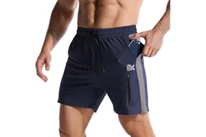 BROKIG Men's LightArmor Workout Shorts with Zip Pocket,Quick Dry Stretch Athletic Men Running Shorts for Gym Tennis