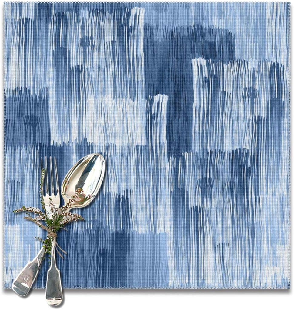 Osmykqe Placemats Abstract pattern stripes blue watercolour textures Set of 6 Placemats for Table Heat Resistant Table Mats