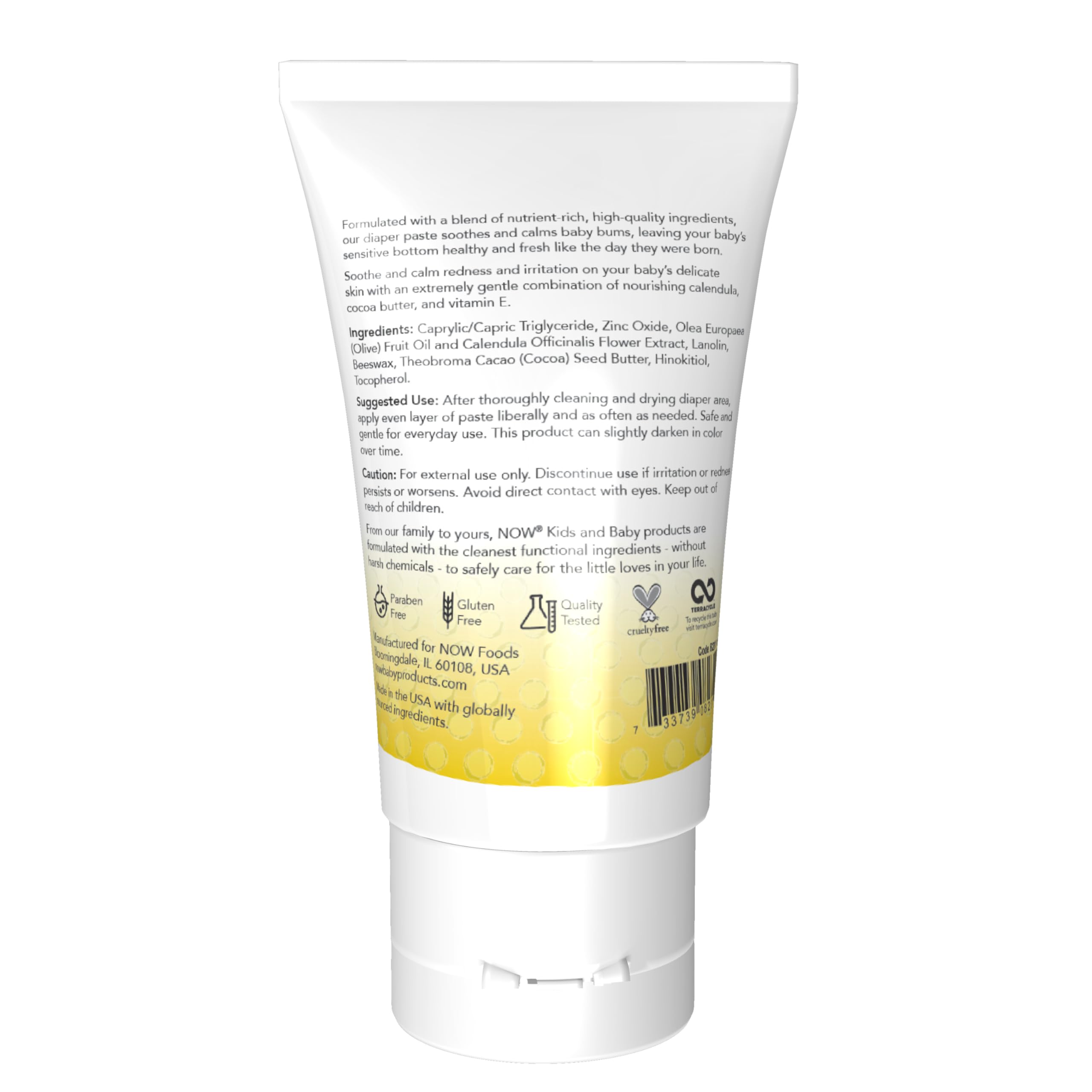 NOW Foods Baby, Diaper Butter Paste, Fragrance Free, No Artificial Fragrance, Parabens, Phthalates, or Petrolatum, 2-Ounce