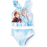 Disney Elsa Princess Toddler Girls Two Piece Tankini Top and Bow Tie Bikini Bottom Beach Swimwear Set