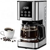 10 Cup Programmable Coffee Maker, Regular &amp; Strong Brew Drip Coffee Machine | Pause &amp; Serve, Keep Warm, Heat Resistant Glass Carafe, Permanent Filter, Auto Shut Off, Compact Coffee Maker for Home Office