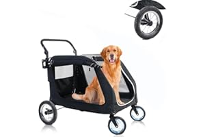 Jiprlak Extra Large Dog Stroller Dog Cat Stroller for Large Dogs 160lbs 4 Wheel Handle-Adjustable Pet Stroller for Large Dogs Foldable Pet Stroller Dog Jogging Carriage Stroller for 2 Dogs