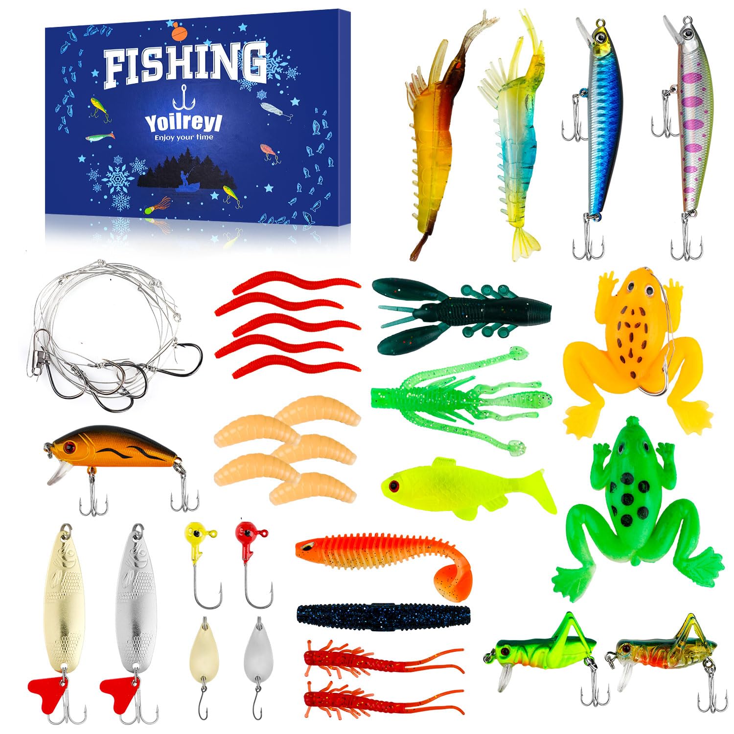 Photo 1 of ***BOX HAS MINOR DAMAGE***2025 Advent Calendar Fishing Christmas Countdown, 24 Days Fishing Lure Countdown Calendar, 2025 Xmas Surprise Gift for Adult Men or Teen Boys***BOX HAS MINOR DAMAGE**