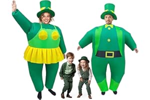 DeHasion 2 Packs Funny Saint Paddy Inflatable Leprechaun Costume St Patrick Blow-up Costume with Hat for Adult/St Patricks Day/Parade