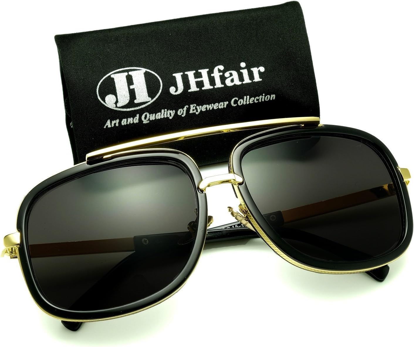JHfair Square Aviator Fashion Brand Designer Aviator Sunglasses For Men