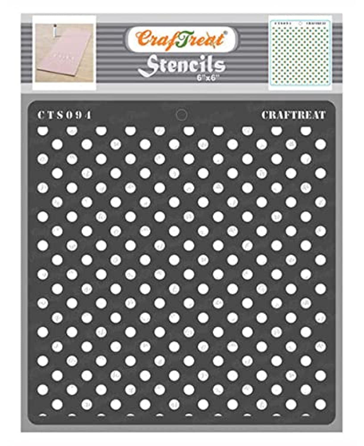 CrafTreat Polka Dot Stencil for Painting on Concrete - Bold Polka Dots - Size: 12x12 Inches - Reusable Vintage