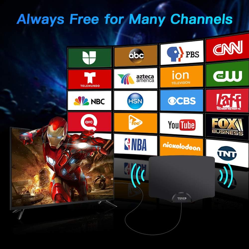 TGVi's TV Antenna Indoor, Amplified HDTV Digital Antenna for HDTV Up to 120 Miles Range,2021 Newest Powerful Amplifier Signal Booster, 4K 1080P Fire Stick UHF VHF Free HDTV Channels, 14ft Cable: Home Audio & Theater