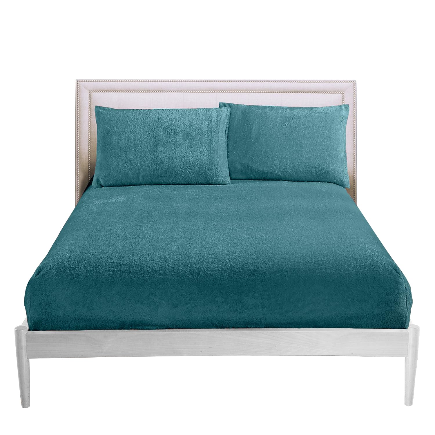 GC GAVENO CAVAILIA Fitted Sheet Single Bed (91x193 cm) - Cozy Teddy Bear Bedding Fleece Fitted Sheets, Soft Fluffy Plain Single Bed Sheet 25cm Deep Elastic Corners - Washable & Easycare, Green
