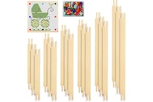 BENWANFEE 12 Sets Stretcher Bars for Needlework 6 Sizes Wooden Canvas Stretcher Bars Art Supplies Wooden Canvas Stretcher Bar Set Needlepoint Embroidery Stitch Frame Set with 100 Pins for Crafts Art Supplies