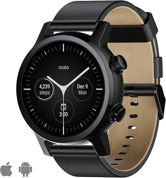 WearOs Smartwatch für Motorola Moto 360 3. Generation, EdelstahlGehäuse mit 20 mm Band