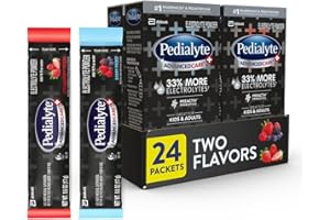 Pedialyte AdvancedCare Plus Electrolyte Powder Packs with 33% more electrolytes and PreActiv Prebiotics, Strawberry Freeze & Berry Frost, 24 Count