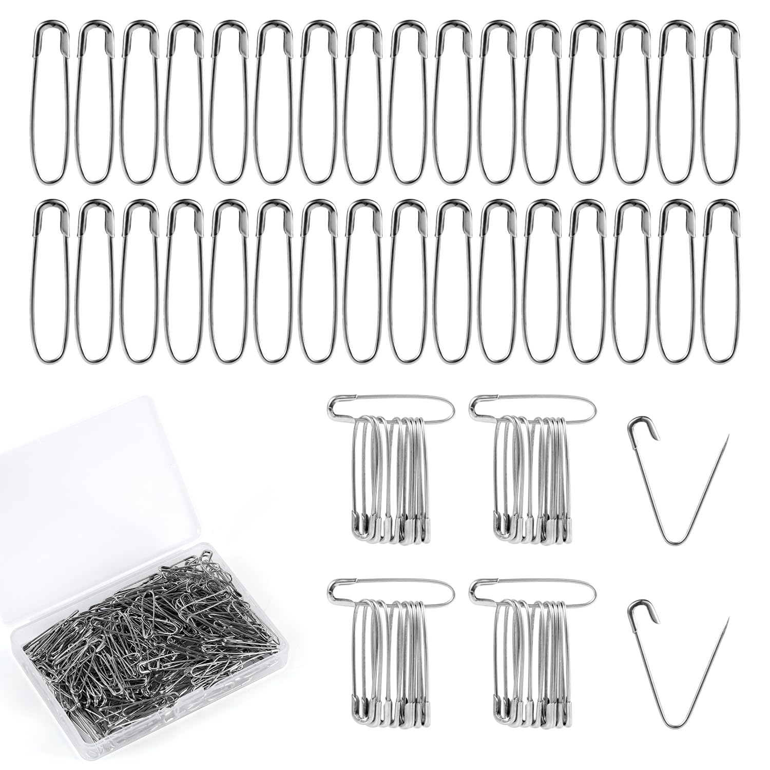 Photo 1 of 300pcs Safety Pins for Clothes, 0.94 Inch Silver Small Quilting Hijab Pins Tiny Mini Without Loop Sewing Accessories for Handmade Crafting Quilting Knitting Sewing Tag Trim Fastening Clip