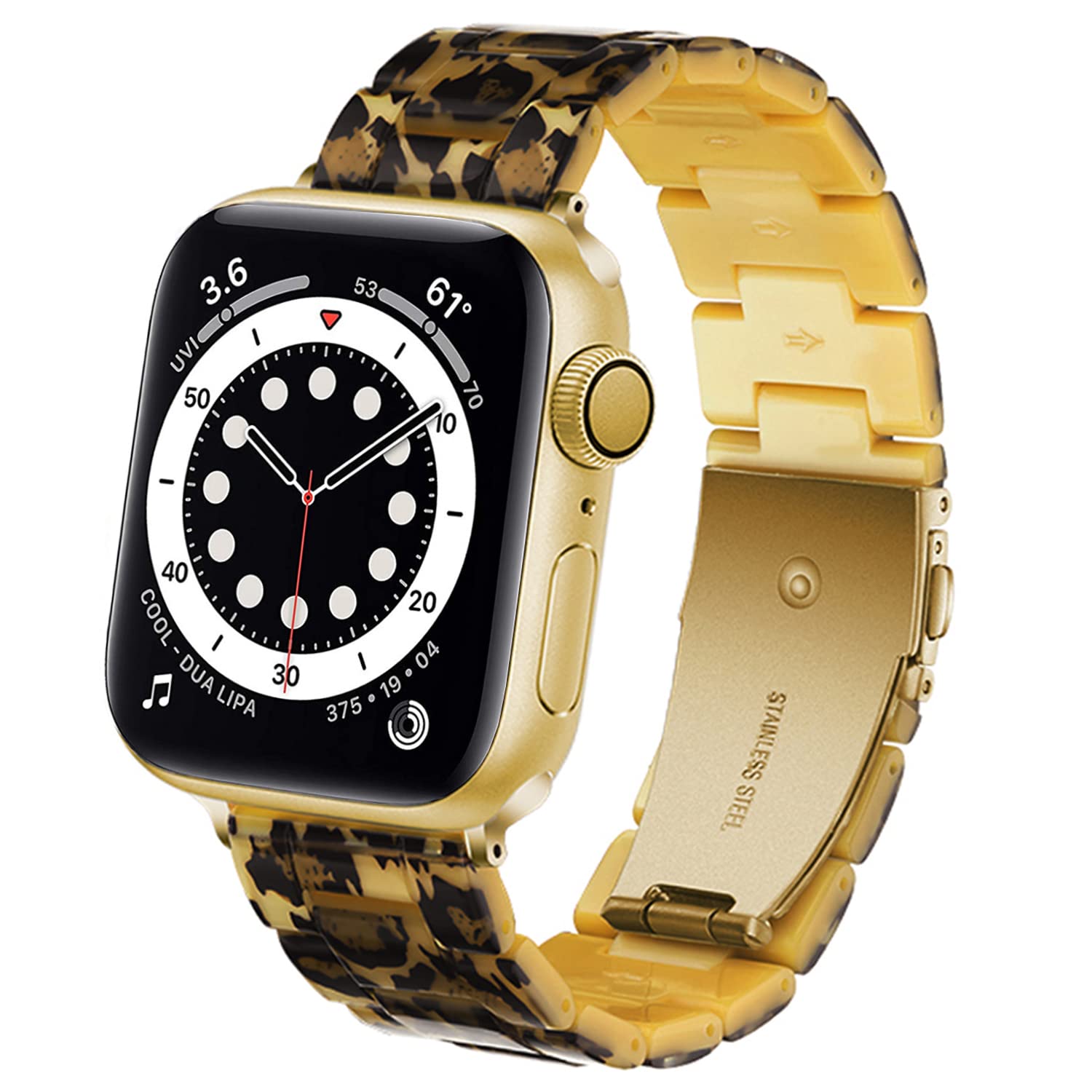 DEALELE Bands Compatible with Apple Watch 42mm 41mm 40mm 38mm, Colorful Resin Replacement Strap for iWatch Series 10/9 / 8/7 / SE / 6/5 / 4/3 Women Men, Leopard