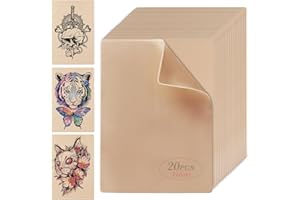 Tattoo Practice Skins, WHALRACE 20PCS 1MM Fake Skin, 7.48x5.7IN Double-Sided Tattoo Skin, Piel Sintética Para Tatuar Fake Skin Tattoo Microblading Practice Skin for Beginners and Tattoo Artist