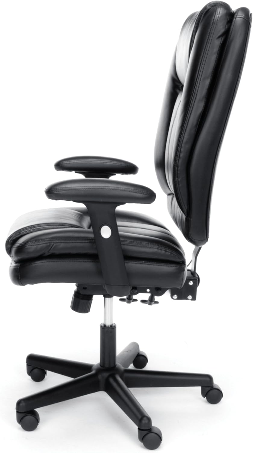 OFM Essentials Collection Ergonomic High-Back Bonded Leather Executive Chair, in Black (ESS-6050): Furniture & Decor