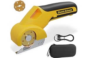 Virsin 4V 2000mAh Cordless Cardboard Cutter, Electric Box Cutter for Cardboard with 2 Titanium Blades,LED & Safety Lock,Max Cutting1/4",Rotary Cutter for Fabric,Gifts for Men&Women - Lemon Yellow