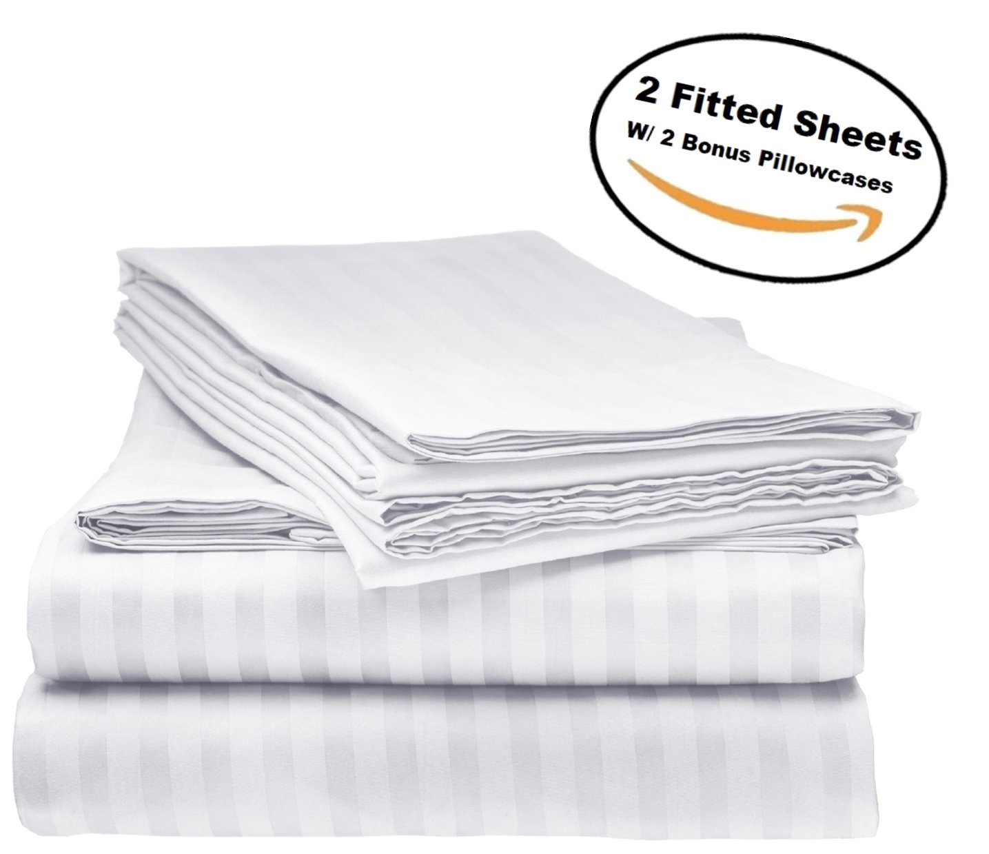 Deluxe 2Pk Fitted Bed Sheets Bottom Sheet, Soft 1800