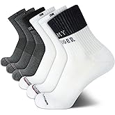 Tommy Hilfiger Mens Quarter Socks - 6 Pack Athletic Performance Cushioned High Quarter Length Ankle Socks for Men for Running