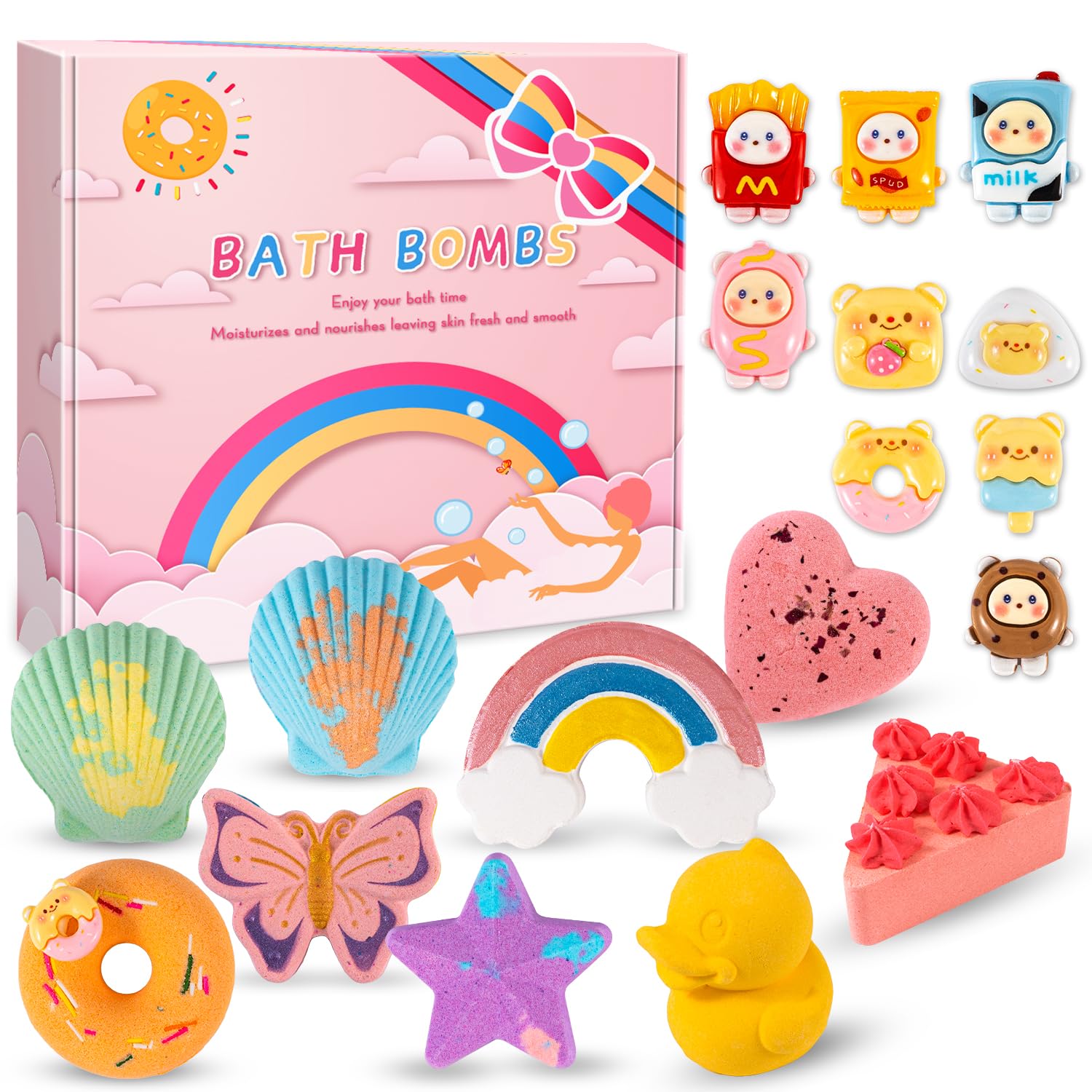 9XXL Bath Bombs Gifts Set, BusyMouth 9pc Kids Bath Bombs with Surprise Toys | Non-Toxic Bubble Bath | Birthday Gift Set for Girls & Boys Ideal Gift for Mother's Day Valentines