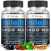 Organic Shilajit Gummies 1000mg, Sugar-Free, 100% Natural, Vegan, 120 Count | Easier to Take Than Traditional Organic Shilajit Resin, Shilajit Supplement, Clean Formula, High Potency