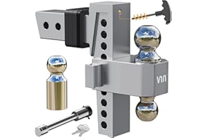 VNN Adjustable Drop Hitch 2.5 Inch Receiver - Interchangeable 3 Solid Ball Mount 1-7/8", 2", 2-5/16"(18,500 LBS GTW), Heavy Duty Aluminum Trailer Hitch 8 Inch Drop with Pads and Locking Sets