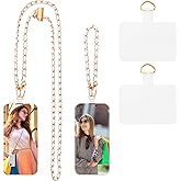 HOTEMIA Phone Lanyard with Wrist Strap Universal Phone Crossbody Chain Adjustable Cell Phone Strap Fashion Phone Wrist Lanyard Compatible with Most Smartphones for Women Girls (White)