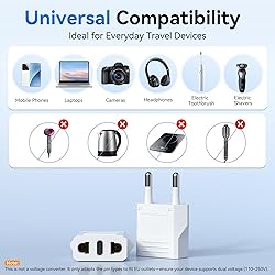 Unidapt US to Europe Plug Adapter 4 Pack - Type C