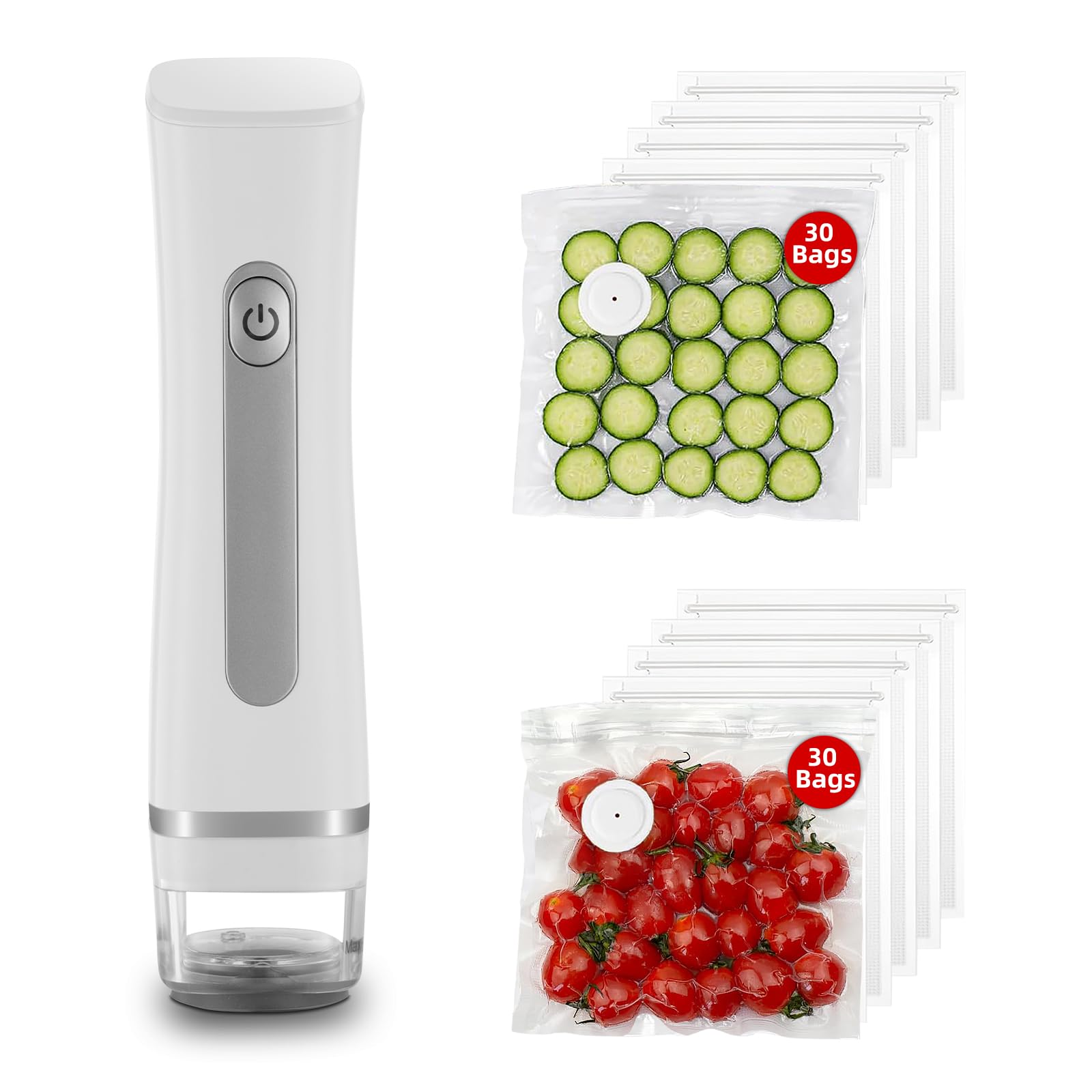 Photo 1 of Compact Vacuum Sealer Machine for Food Preservation with 30 Reusable Vacuum Storage Freezer Bags, Portable Handheld Food Saver, Suitable for Meal Prep, Sous Vide Cook, Outdoor BBQ, Kitchen Leftover